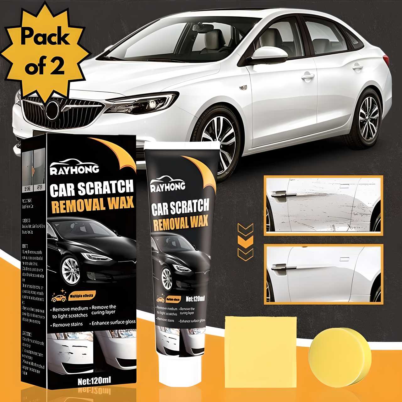 NGenEV Car Scratch Removal Wax – Professional Scratch Repair Formula (Pack of 2)